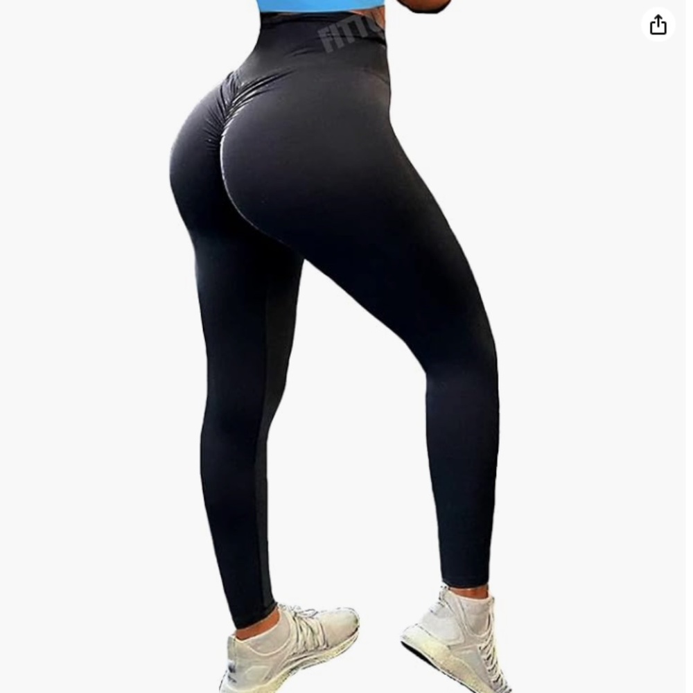 Women’s High-Waist Booty Scrunch Leggings – Ruched Yoga Pants, Size M